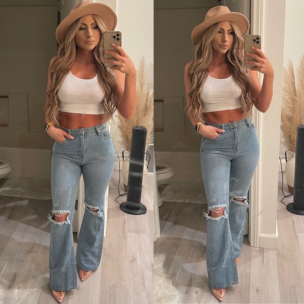 High waist flare leg jeans